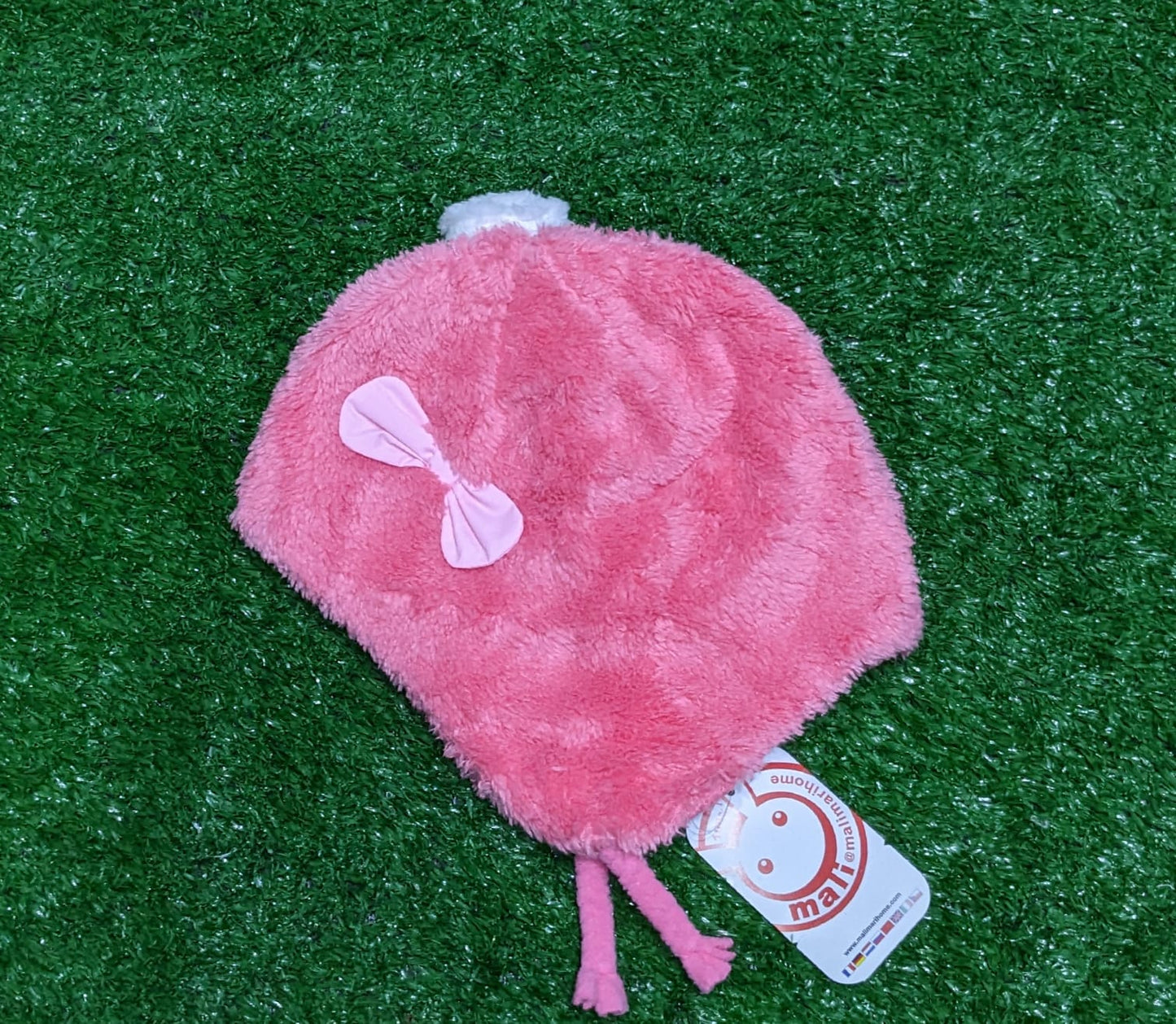 DOUBLE COTTON OUTTER FURR PINK COLOR BABY CAP BOW ON FRONT CM0154