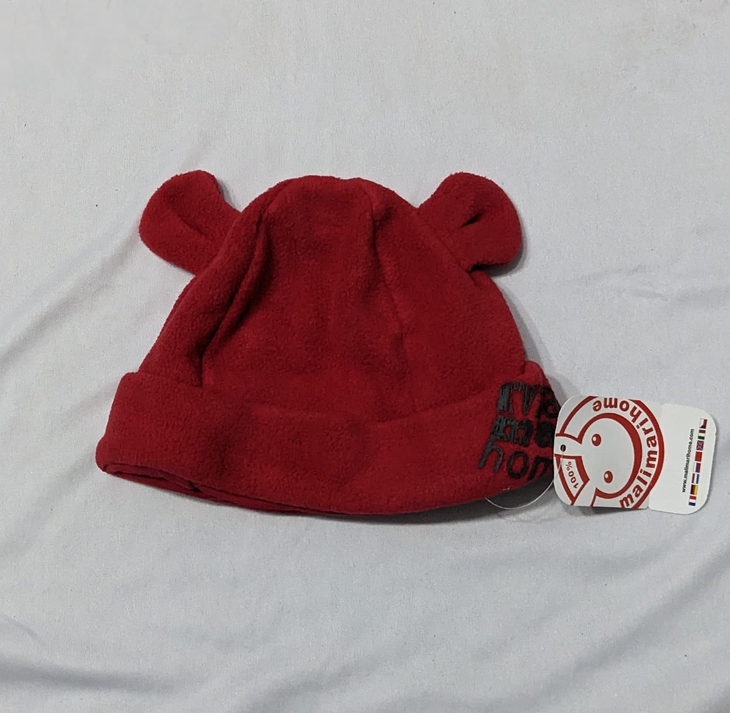 DOUBLE COTTON EAR COVER RED BABY CAP CM0152