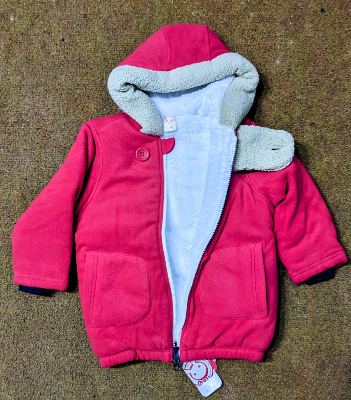 Double cotton with polyester filling full sleeves red Hoodie/Jacket CM0094