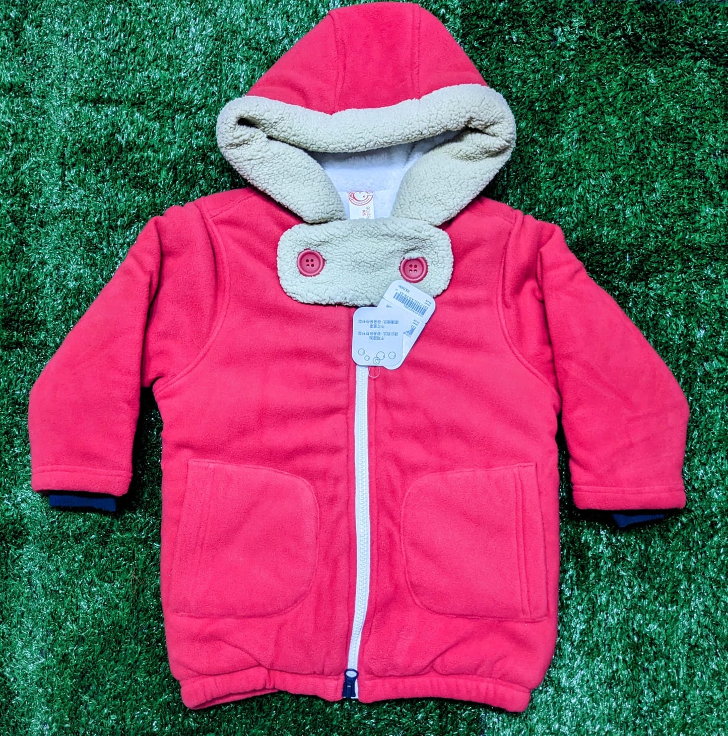 Double cotton with polyester filling full sleeves red Hoodie/Jacket CM0094