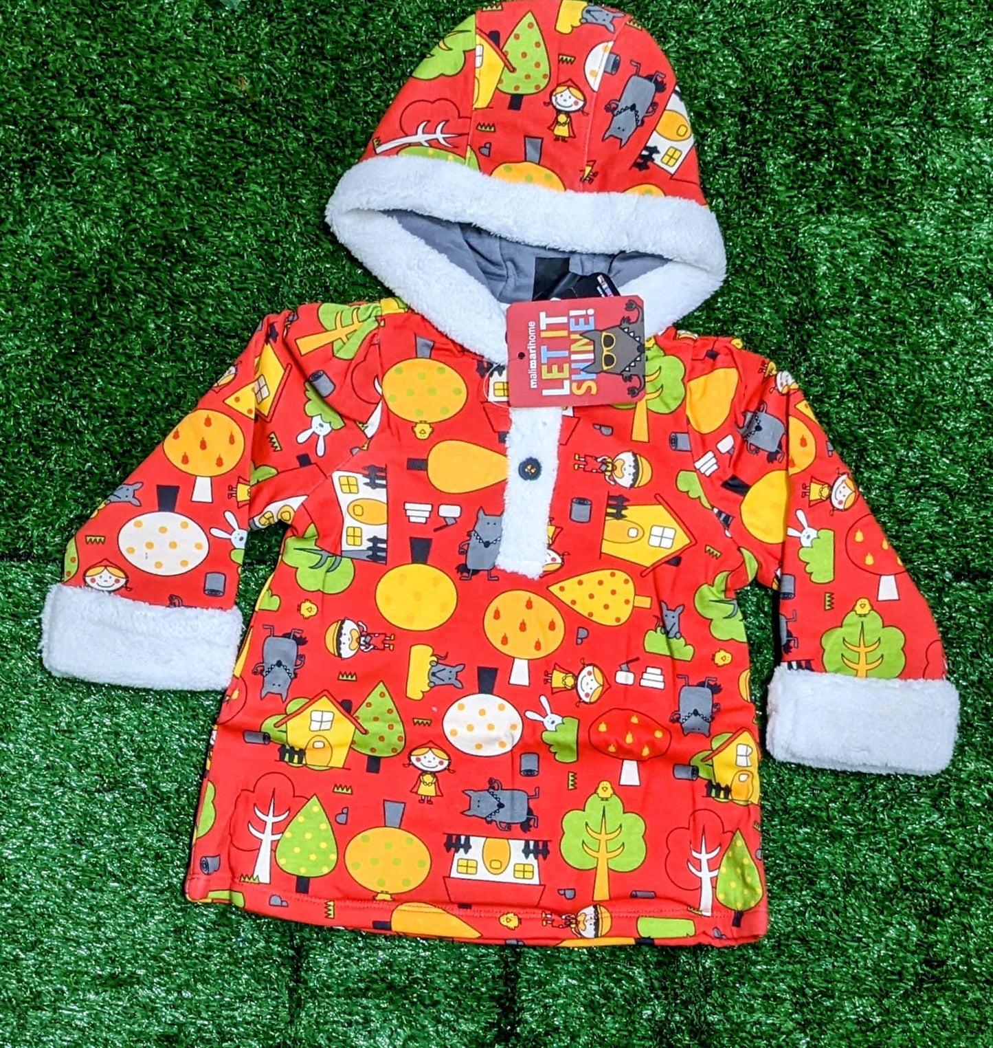 FULL SLEEVES COLOURFUL CARTOON HOODIE RED CM0112