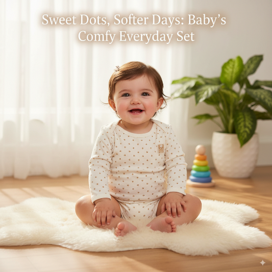 Adorable Full-Sleeve Half bottom Baby Boy Romper pet paw dots 0004 (Brown Panda) Original Art number CM0004