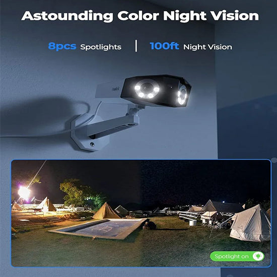 Reolink duo poe 4mp dual lens camera each lens is 4mp 180° wide angle colour night vision 256gb memory card supported two way talk (Colour fade) WITH LOCAL STAND WITHOUT BOX