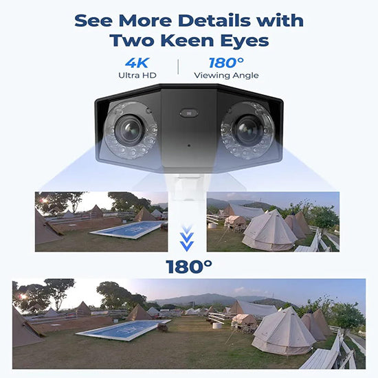 Reolink duo poe 4mp dual lens camera each lens is 4mp 180° wide angle colour night vision 256gb memory card supported two way talk (Colour fade) WITH LOCAL STAND WITHOUT BOX