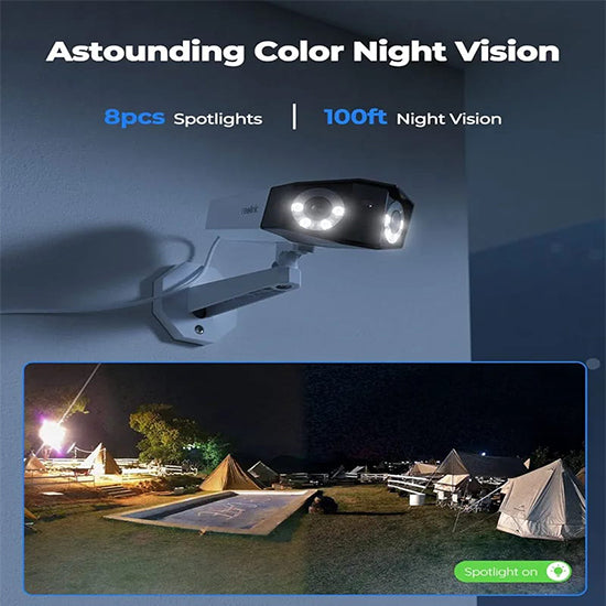 Reolink duo poe 8mp dual lens camera each lens is 8mp 180° wide angle colour night vision 256gb memory card supported two way talk (Colour fade) Box packed with complete accessories