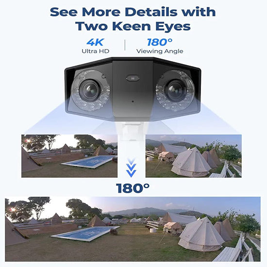 Reolink duo poe 8mp dual lens camera each lens is 8mp 180° wide angle colour night vision 256gb memory card supported two way talk (Colour fade) Box packed with complete accessories