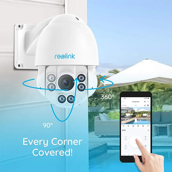 Reolink rlc-423a 5mp wired camera ptz 360° ir night vision memory card 256 gb supported 4× optical zoom without box NO VOICE RECORDING