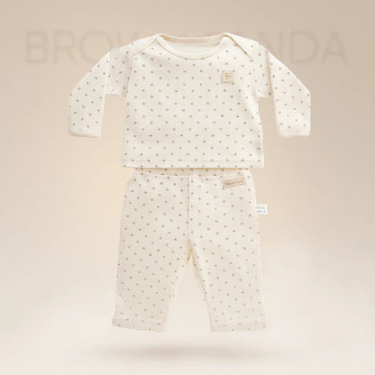 White Baby Shirt & Trousers with Pet Paw Dot Print – Organic Cotton Art number CM0020-05