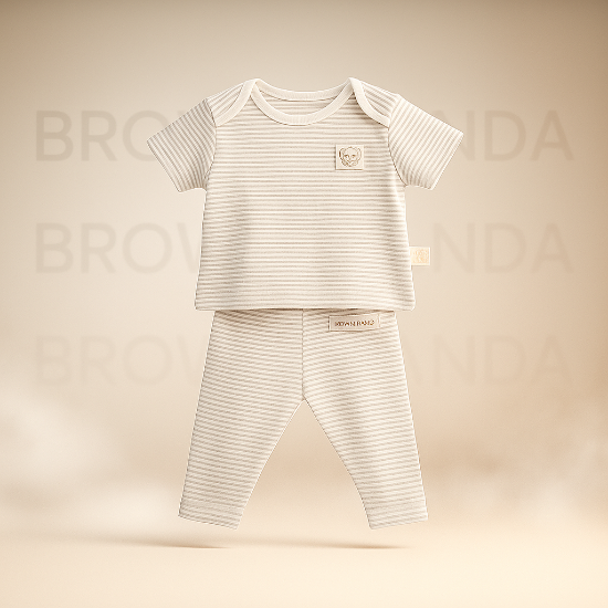 Skin Brown Striped Shirt & Trousers Set – Organic Cotton Art number CM0006-9