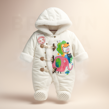 Double cotton with polyester filling Full body romper/romper Cute animals painted on front CM0084