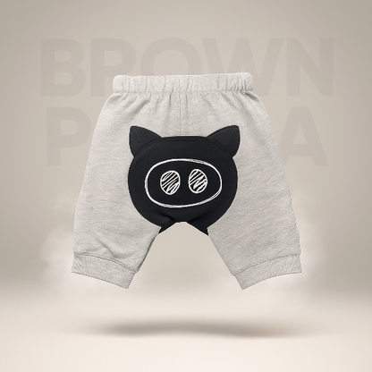 Grey Baby Shorts with Bear Patch Soft Cotton Art Number CM0039