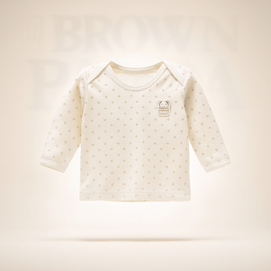 White Baby Shirt with Pet Paw Dot Print – Organic Cotton Art number CM0005