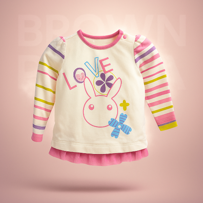 Skin-Colored Frock Style Baby Shirt with "Love" Design Organic Cotton Art No. CM0043