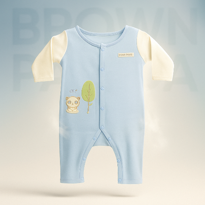 Adorable Full-Sleeve Baby Boy Romper (Brown Panda) Original Art number CM0017