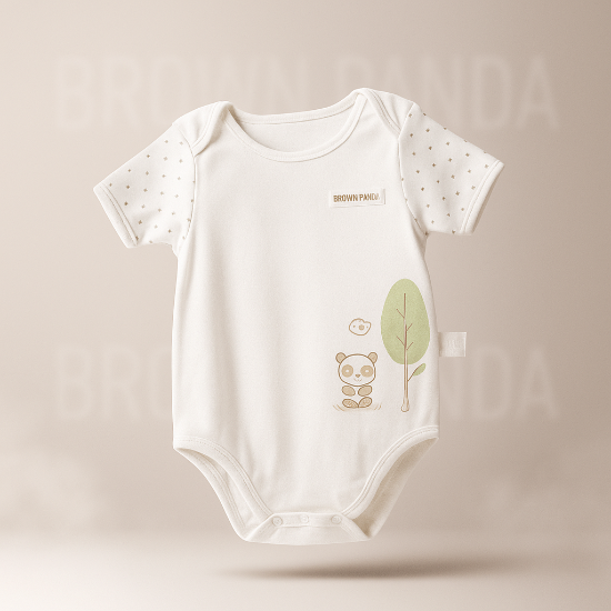 Adorable Half-Sleeve Baby Boy Romper (Brown Panda) Original Art number CM0001