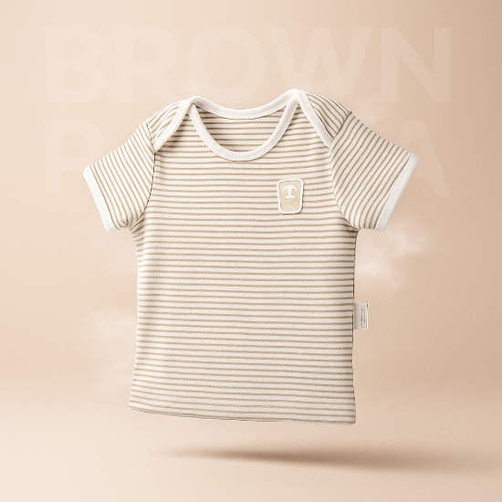 Skin Brown Striped Baby Shirt – Organic Cotton Art number CM0009