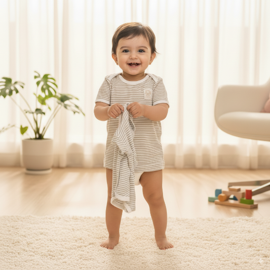 Skin Brown Striped Baby Shirt – Organic Cotton Art number CM0009
