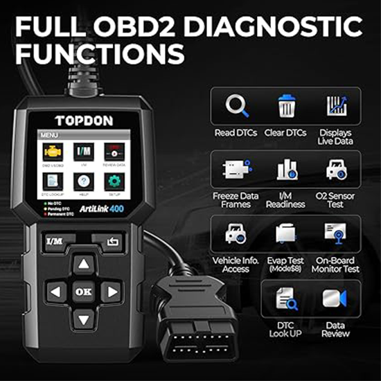 TOPDON AL400 OBD2 Scanner, Full OBDII Code Reader, Check Engine Light Scan Tool