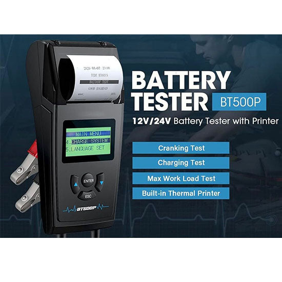 TOPDON BT500P Battery Tester With Built-In Printer For 12/24V Batteries (With BOX)