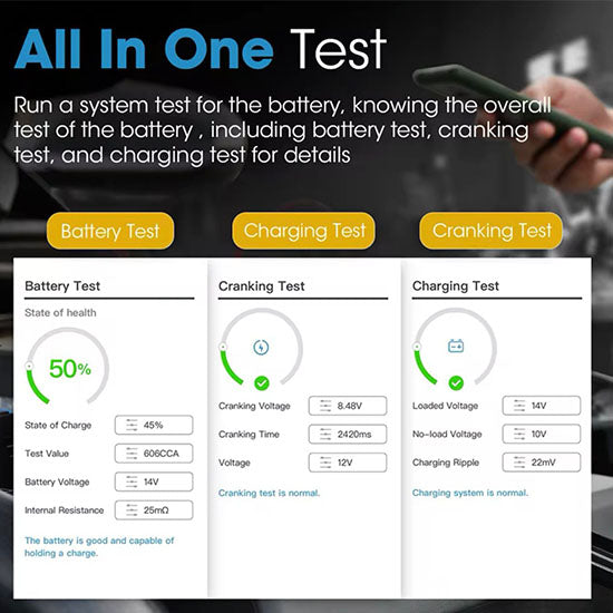 TOPDON BTMobile Lite Bluetooth Car Battery Tester 12V Wireless Cranking Charger Circut Tester Auto Analyzer Vehicle 100-2000CCA