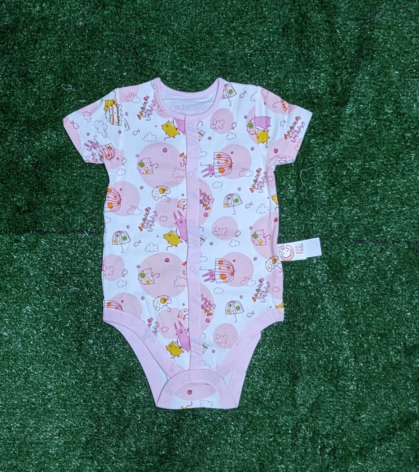 BABY ROMPER PINK AND WHITE SUMMER CM0211