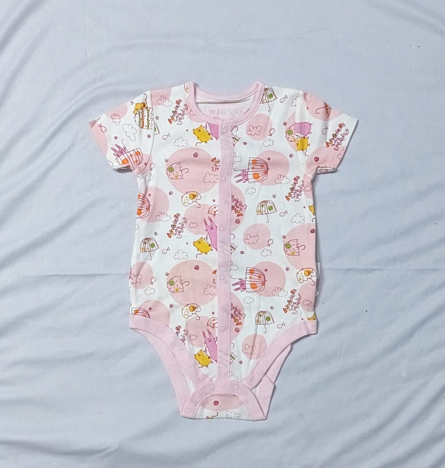 BABY ROMPER PINK AND WHITE SUMMER CM0211