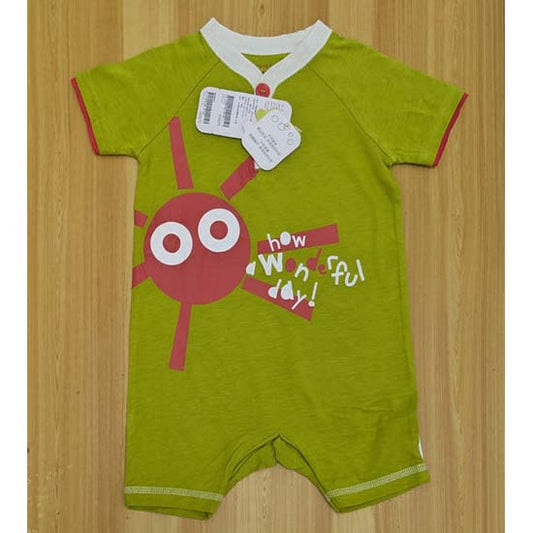 Green Baby Romper Half Sleeves Organic Cotton Art Number CM0036