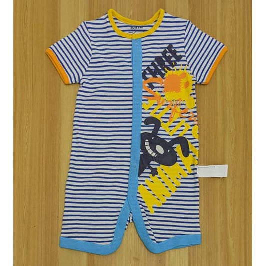 Blue Striped Baby Romper – Half Sleeves Organic Cotton Art Number CM0037