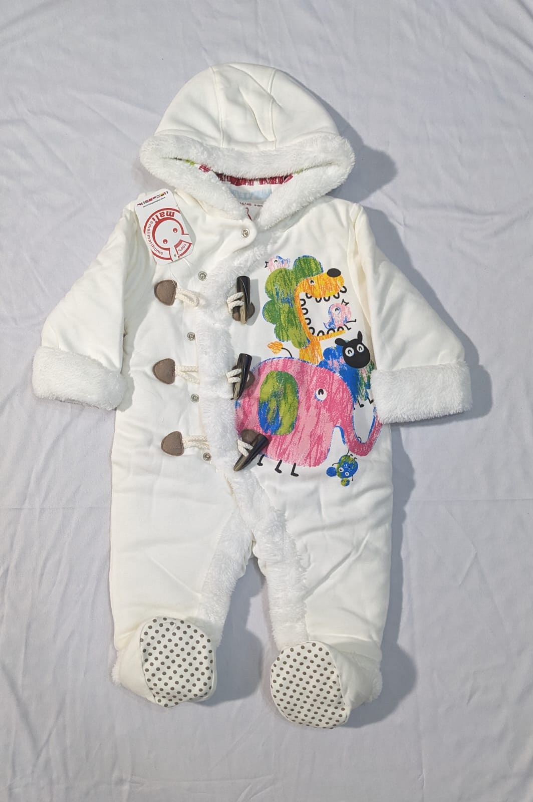 Double cotton with polyester filling Full body romper/romper Cute animals painted on front CM0084