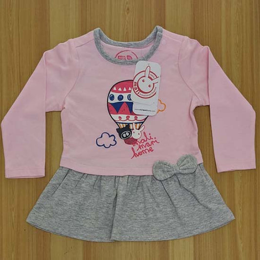 Pink & Grey Baby Shirt – Full Frock Style Organic Cotton Art No. CM0042