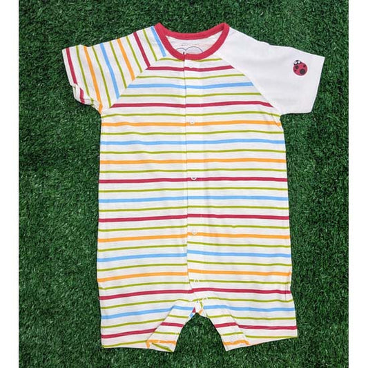 Colorful Striped Baby Romper – Half Sleeves & Legs Organic Cotton Art No. CM0021