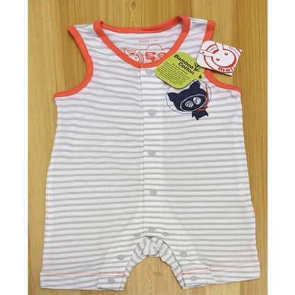 Grey Striped Sleeveless Baby Romper Organic Cotton Art No. CM0051
