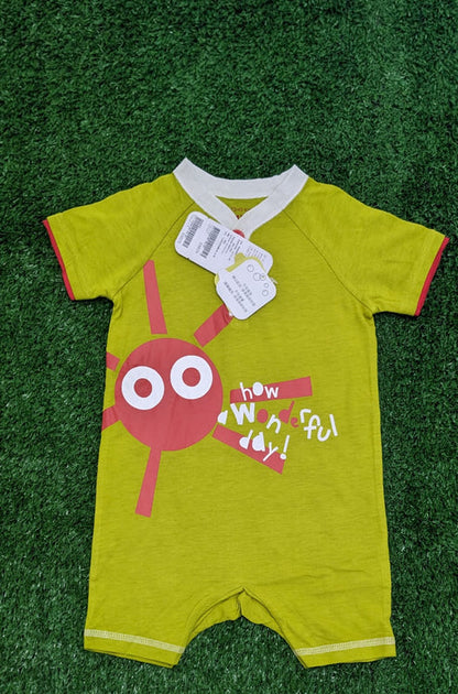 Green Baby Romper Half Sleeves Organic Cotton Art Number CM0036