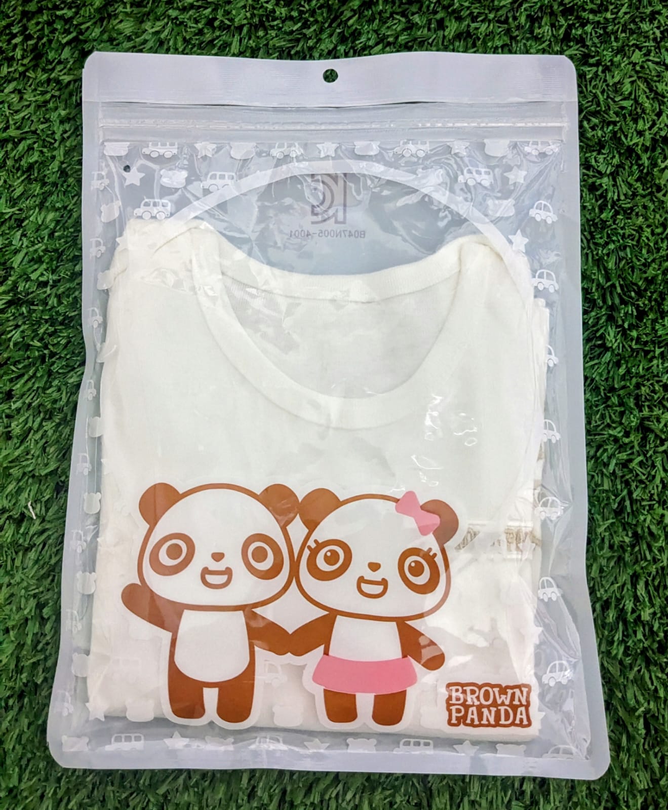 White Baby Shirt with Skin Brown Striped Sleeves – Organic Cotton Art number CM0019