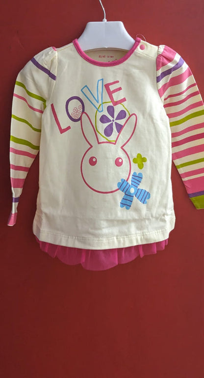 Skin-Colored Frock Style Baby Shirt with "Love" Design Organic Cotton Art No. CM0043