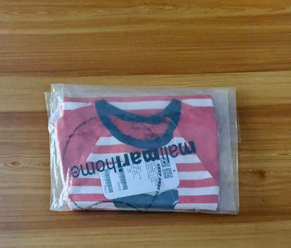 Red Striped Full-Sleeve Baby Shirt with Bear Patch Organic Cotton Art No. CM0045