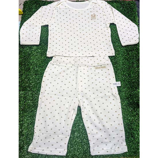 White Baby Shirt & Trousers with Pet Paw Dot Print – Organic Cotton