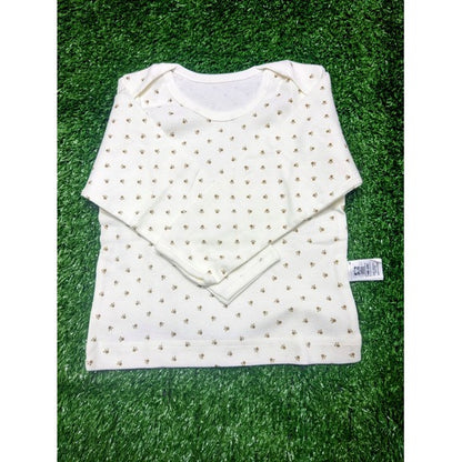 White Baby Shirt with Pet Paw Dot Print – Organic Cotton Art number CM0005