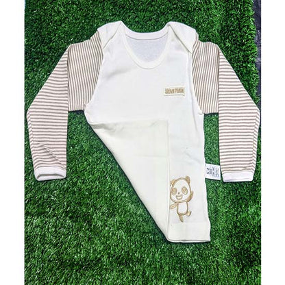 White Baby Shirt with Skin Brown Striped Sleeves – Organic Cotton Art number CM0019