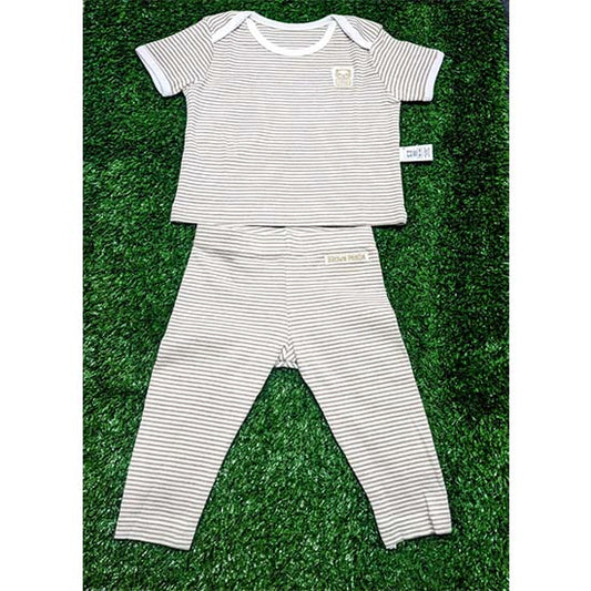 Skin Brown Striped Shirt & Trousers Set – Organic Cotton