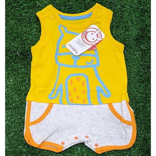 Yellow & Grey Sleeveless Baby Romper Soft Cotton Art No. CM0032