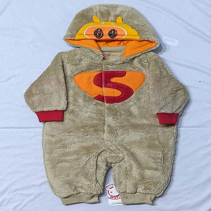 DOUBLE COTTON WITH POLYESTER FILLING OUTTER FURR BABY ROMPER WITH HOODIE CM0178