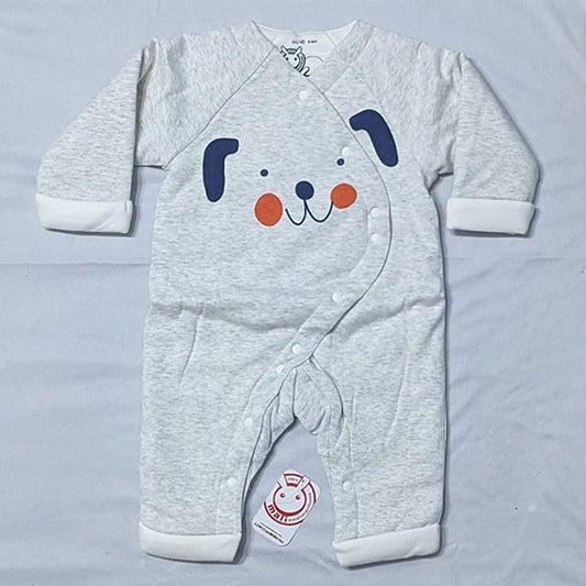 DOUBLE COTTON WITH POLYESTER FILLING GREY FULL SLEEVES FULL BODY BABY ROMPER CM0219