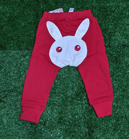 RED TROUSER RABBIT DESIGN ON FRONT BABY TROUSER CM0160