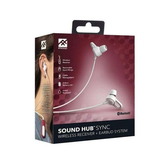 IFROGZ SOUND HUB BLUETOOTH WIRELESS RECIVER SOUND HUB SYNC+EARBUDS STYTEM in EAR HEADPHONE