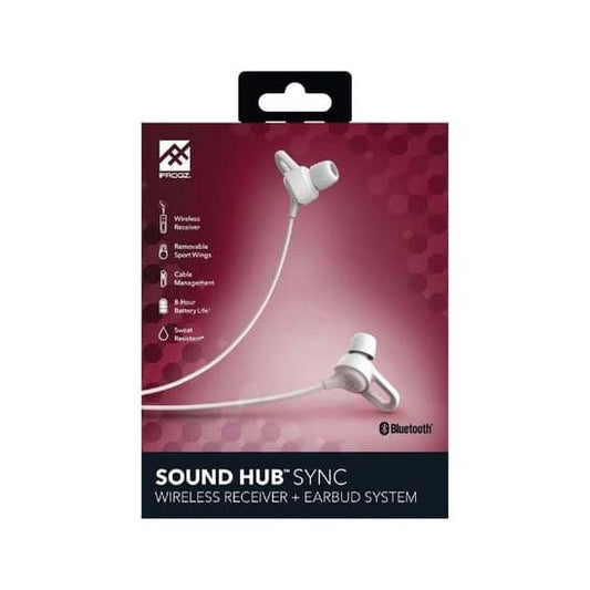 IFROGZ SOUND HUB BLUETOOTH WIRELESS RECIVER SOUND HUB SYNC+EARBUDS STYTEM in EAR HEADPHONE