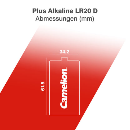 CAMELION Plus ALKALINE D/LR20 SP2  bettery  0%Mercury and cadmium Pack of 2 pcs