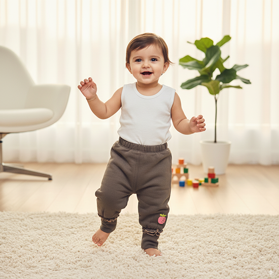 Baby trousers with double cotton lining and polyester filling CM0074
