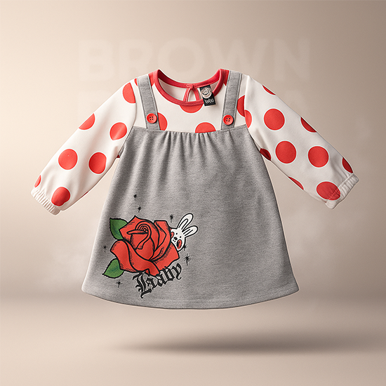 Double cotton Full sleeves grey shirt red dots CM0091