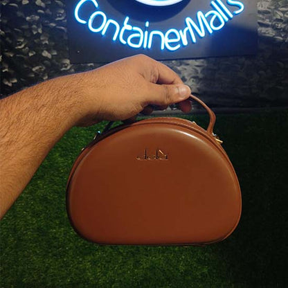 Dela ladies hand bag 3 colour scheme brown red and peach
